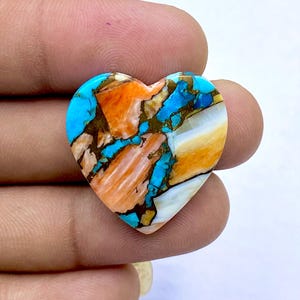 Spiny Oster Copper Turquoise Cabochon - Arizona Dahlia Oyster Turquoise Gemstone - Heart Shape Gemstone - 26x25x4mm - 24Ct