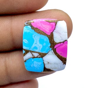 Cotton Candy Composite Turquoise - Cushion Shape Turquoise - Kingman Turquoise - Handmade Gemstone - 23x18x4mm - 17Ct