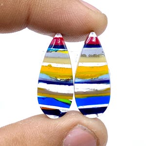Californian Surfite Earring Pair Cabochon - Cornish Surfite Gemstone - Pear Shape Cabochon - Matching Earring Pair - 25x11x4mm - 8Ct
