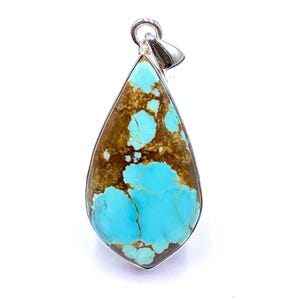 925 SILVER PENDANT - Number Eight Turquoise Silver Pendant - 92.5 Sterling Silver Pendant - Arrow Shape 8 Turquoise Pendant - 42x20mm