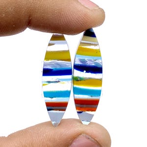 Californian Surfite Earring Pair Cabochon - Cornish Surfite Gemstone - Marquise Shape Cabochon - Matching Earring Pair - 32x9x4mm - 9Ct