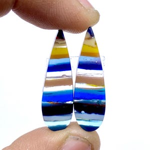Californian Surfite Earring Pair Cabochon - Cornish Surfite Gemstone - Pear Shape Cabochon - Matching Earring Pair - 28x9x4mm - 7Ct