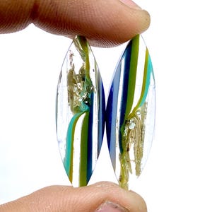 Californian Surfite Earring Pair Cabochon - Cornish Surfite Gemstone - Marquise Shape Cabochon - Matching Earring Pair - 34x10x4mm - 10Ct