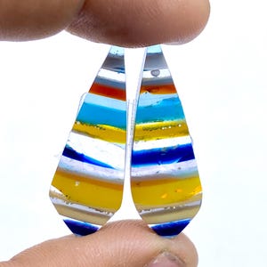 Californian Surfite Earring Pair Cabochon - Cornish Surfite Gemstone - Fancy Shape Cabochon - Matching Earring Pair - 34x12x4mm - 12Ct