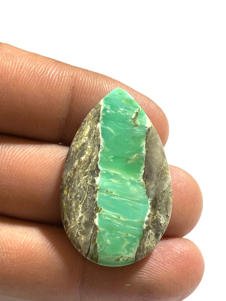 28Ct 39x24x4mm Approx Beautiful American Variscite Cabochon Gemstone Pear Shape Cabochon Best For Jewelry!!