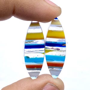 Californian Surfite Earring Pair Cabochon - Cornish Surfite Gemstone - Marquise Shape Cabochon - Matching Earring Pair - 32x11x4mm - 11Ct