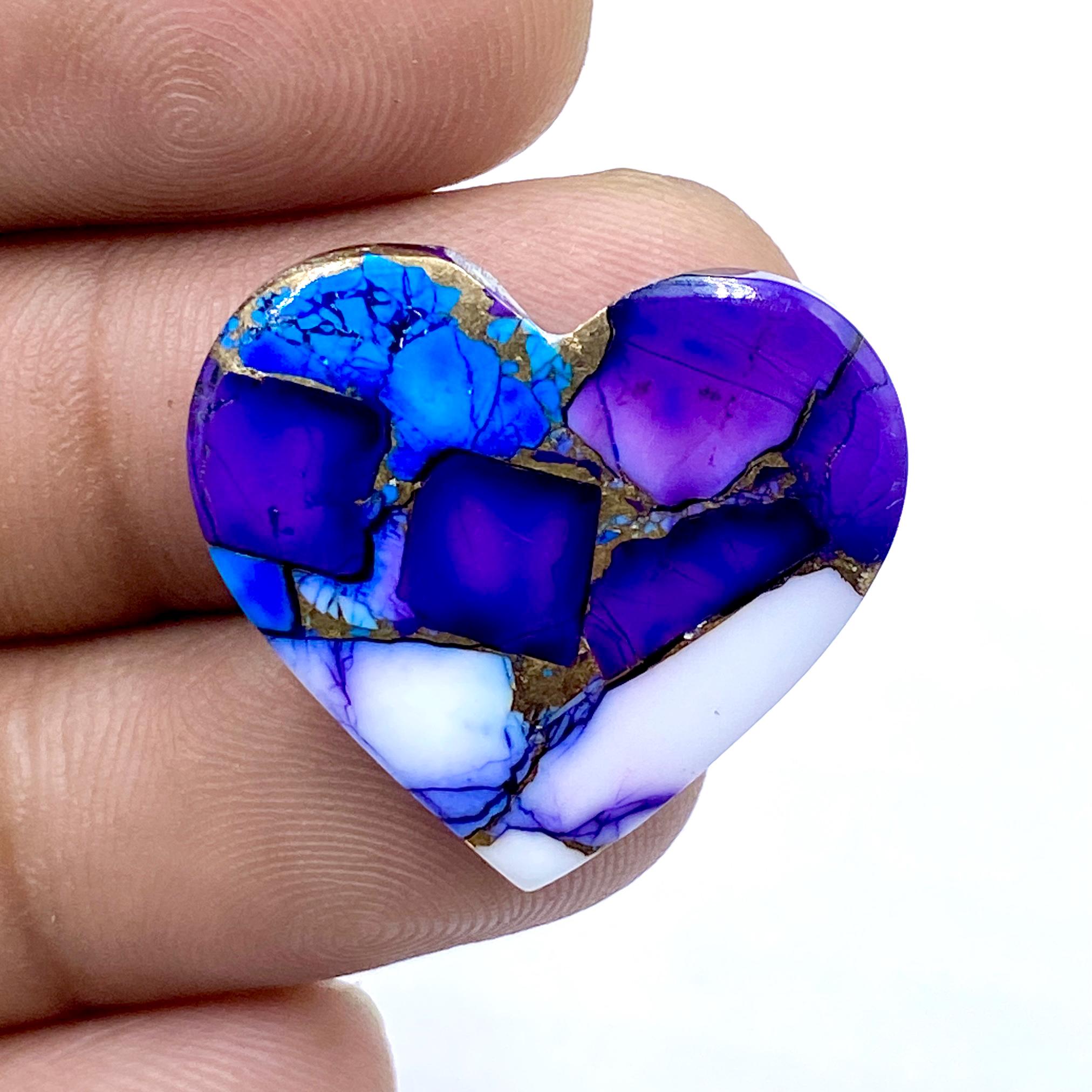 Violet Azure Rose With Blue Dahlia Turquoise - Heart Shape