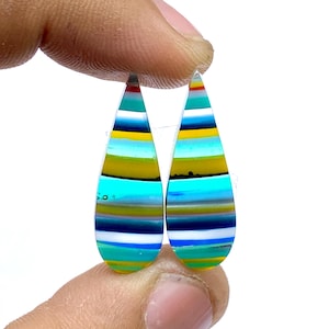 Californian Surfite Earring Pair Cabochon - Cornish Surfite Gemstone - Pear Shape Cabochon - Matching Earring Pair - 27x10x4mm - 7Ct