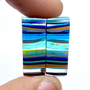 Californian Surfite Earring Pair Cabochon - Cornish Surfite Gemstone - Cushion Shape Cabochon - Matching Earring Pair - 25x10x5mm - 11Ct