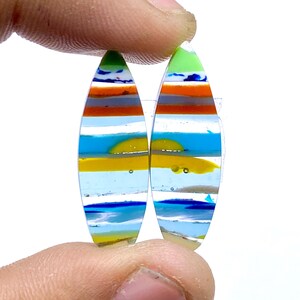 Californian Surfite Earring Pair Cabochon - Cornish Surfite Gemstone - Pear Shape Cabochon - Matching Earring Pair - 29x10x4mm - 9Ct