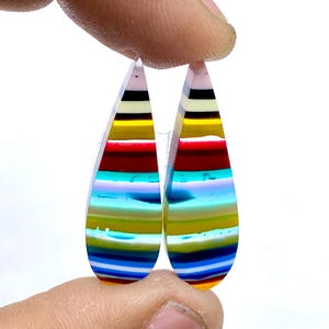 Californian Surfite Earring Pair Cabochon - Cornish Surfite Gemstone - Pear Shape Cabochon - Matching Earring Pair - 33x10x4mm - 10Ct