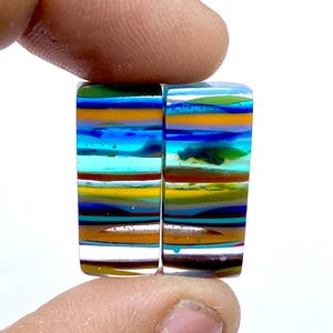Californian Surfite Earring Pair Cabochon - Cornish Surfite Gemstone - Cushion Shape Cabochon - Matching Earring Pair - 23x10x5mm - 11Ct