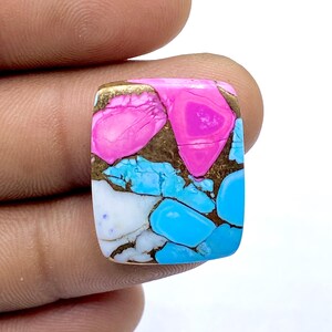 Cotton Candy Composite Turquoise - Cushion Shape Turquoise - Kingman Turquoise - Handmade Gemstone - 24x19x4mm - 19Ct