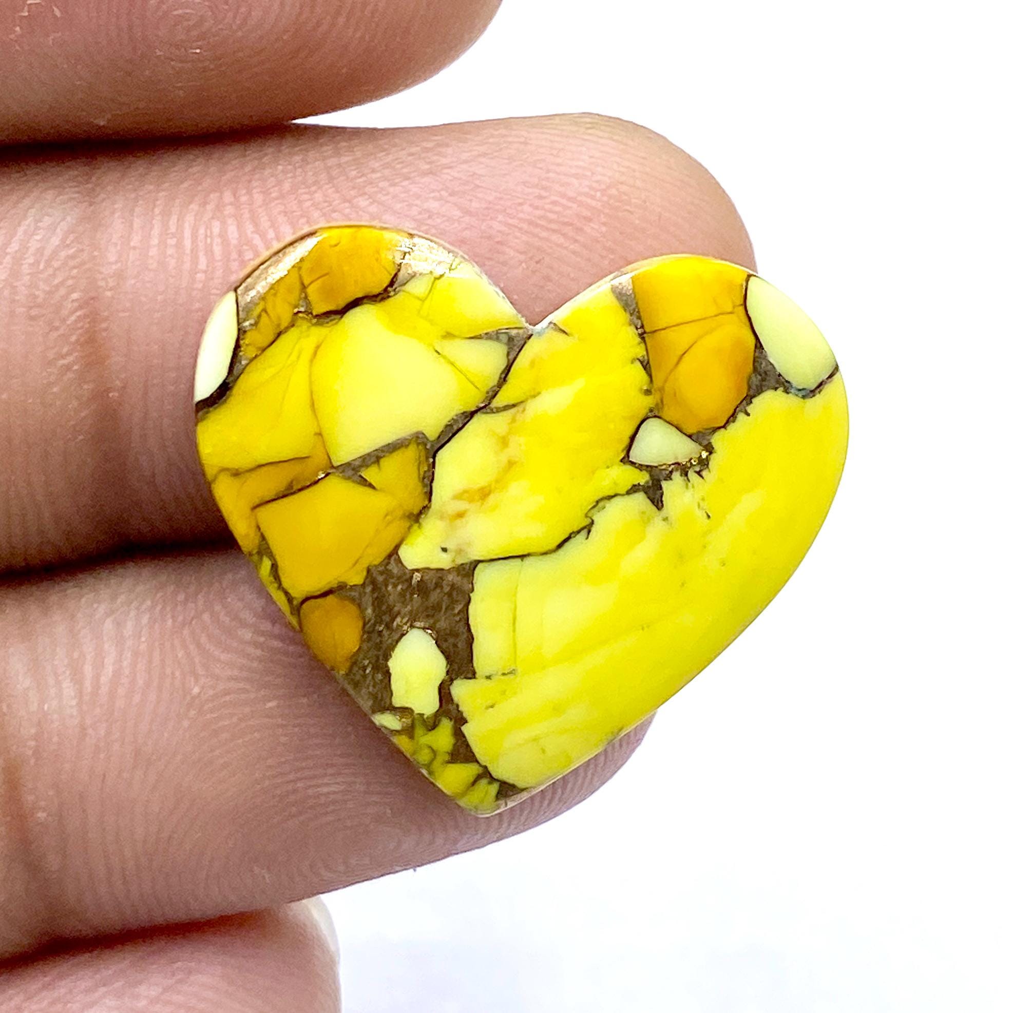 Honey Dahlia Turquoise Cabochon - Heart Shape Turquoise - Honey