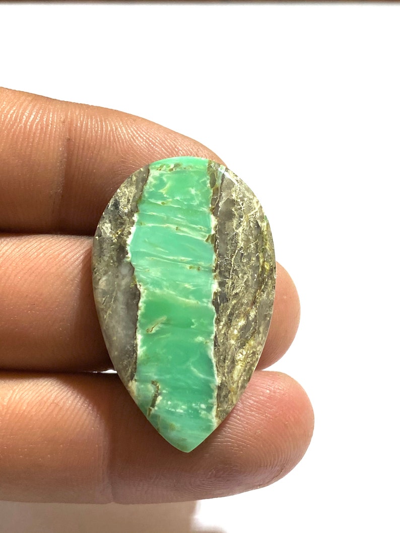 28Ct 39x24x4mm Approx Beautiful American Variscite Cabochon Gemstone Pear Shape Cabochon Best For Jewelry!!