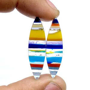 Californian Surfite Earring Pair Cabochon - Cornish Surfite Gemstone - Marquise Shape Cabochon - Matching Earring Pair - 34x9x4mm - 9Ct