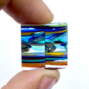 Californian Surfite Earring Pair Cabochon - Cornish Surfite Gemstone - Cushion Shape Cabochon - Matching Earring Pair - 21x10x4mm - 8Ct