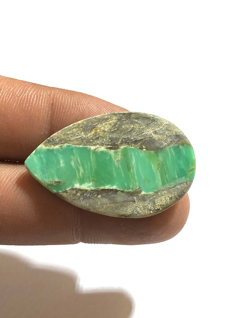 28Ct 39x24x4mm Approx Beautiful American Variscite Cabochon Gemstone Pear Shape Cabochon Best For Jewelry!!