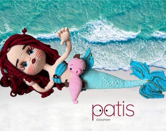 Amigurumi Mermaid Sofi, Cotton Crochet Doll, Crochet Fairy Doll, Amigurumi Fairy Toy, Handmade Pretty Mermaid Doll, Fancy Hair Doll