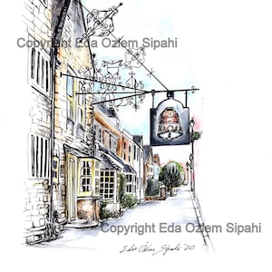 Stilton/Peterborough, Artwork, Hand Drawing, Ink Pen Drawing, Giclee Print, Cambridgeshire, England, United Kingdom