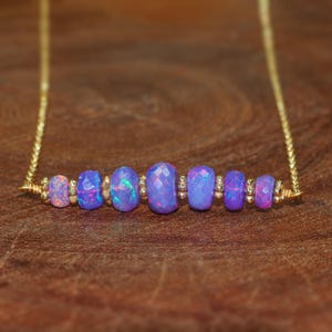 Big Size Lavender fire smooth Rondelle beaded pendant necklace for women, Chain necklace for her, Vintage fire opal necklace Gift for her