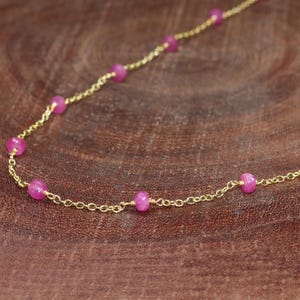 Ruby beaded gold chain wire wrap necklace for women, Vintage ruby necklace, Handmade necklace, Handmade jewelry, AAA Ruby necklace for her