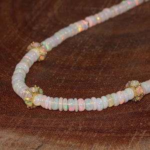 Unique charm opal necklace, Fire opal beaded necklace for women, women necklace, October birthstone, Minimalist necklace, Gift for her