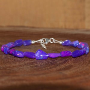 Lavender fire Opal tumble bracelet for women, fire opal jewelry, Genuine fire opal jewelry, AAA Ethiopian opal bracelet, Gift for her