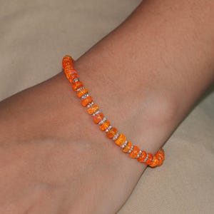 Natural fire opal beaded bracelet for women, vintage fire opal jewelry, Gemstone jewelry, Handmade beaded bracelet for her, Gift for her