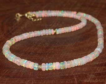 AAA Ethiopian opal beaded necklace for women, vintage fire opal necklace, Necklace fdor women women necklace, Handmade jewelry, Gift for her