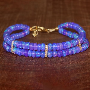 2 Strand lavender fire Ethiopian opal beaded bracelet, Women bracelet, October birthstone, Welo opal bracelet Christmas Special gift for her