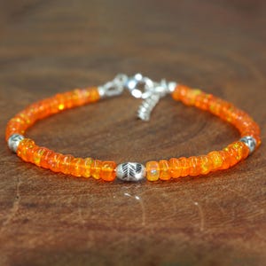 Natural orange fire Ethiopian opal beaded bracelet for women, October birthstone, AAA Ethiopian opal bracelet, Genuine fire opal bracelet