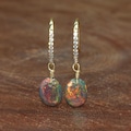 Ethiopian Opal Earrings, Oval Cut, Sterling Silver or Gold Filled