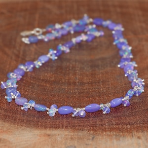AAA Lavender Opal Tumble Beads Necklace, Ethiopian Opal Gemstone Beads Necklace, Delicate Necklace, October Birthstone Jewelry, Gift for Her