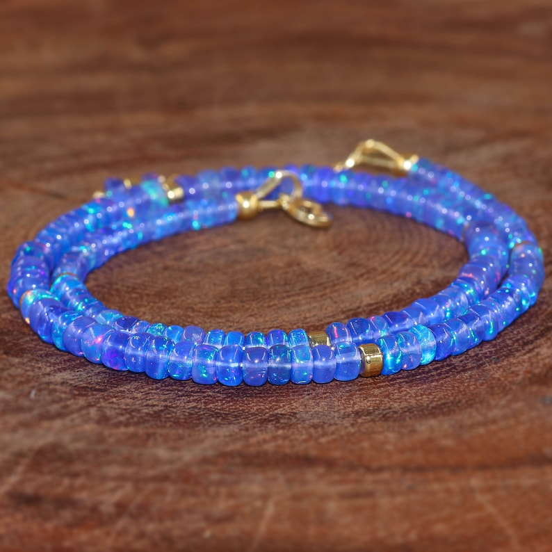 Ethiopian Fire Opal Beaded Necklace, Sterling Silver, October Birthstone image 2