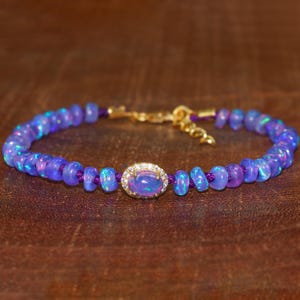 Natural fire Ethiopian opal beaded with oval charm bracelet for women, Vintage fire opal bracelet, AAA Ethiopian opal bracelet for her