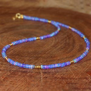 Natural lavender fire Ethiopian opal beaded necklace for women, Vintage fire opal necklace, AAA Ethiopian opal necklace, Genuine fire opal
