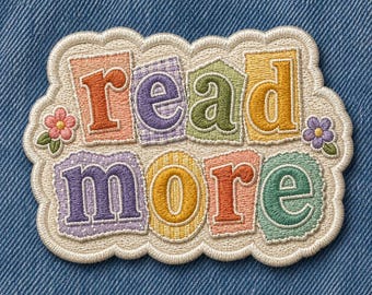 Embroidered Read More Patch – Pastel Scrapbook Style Reader Accent