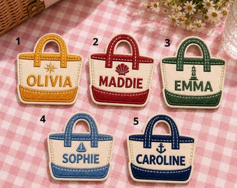 Custom Name Tote Patch, Nautical Boat Bag Iron On, Coastal Preppy Accessory