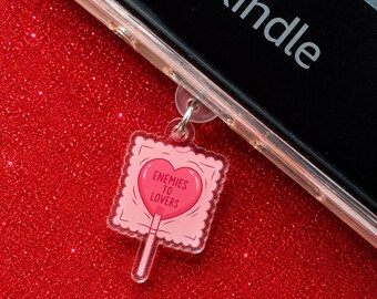 Bookish Kindle Charm Dust Plug | Mood Reader Acrylic Accessory (USB-C, Lightning, Micro-USB)