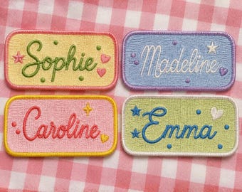 Custom Embroidered Name Patch, Colorful Vintage Iron On Tag College Backpack Accessory