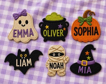 Personalized Halloween Name Iron On Patch | Embroidered Trick or Treat Bag Costume Patch