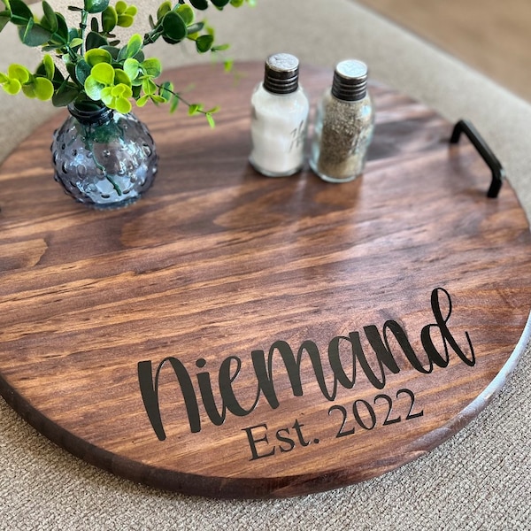 Last Name | Est Date | Board | Serving Tray | Lazy Susan | Personalized | Farmhouse | Round | Turntable | RM | HW