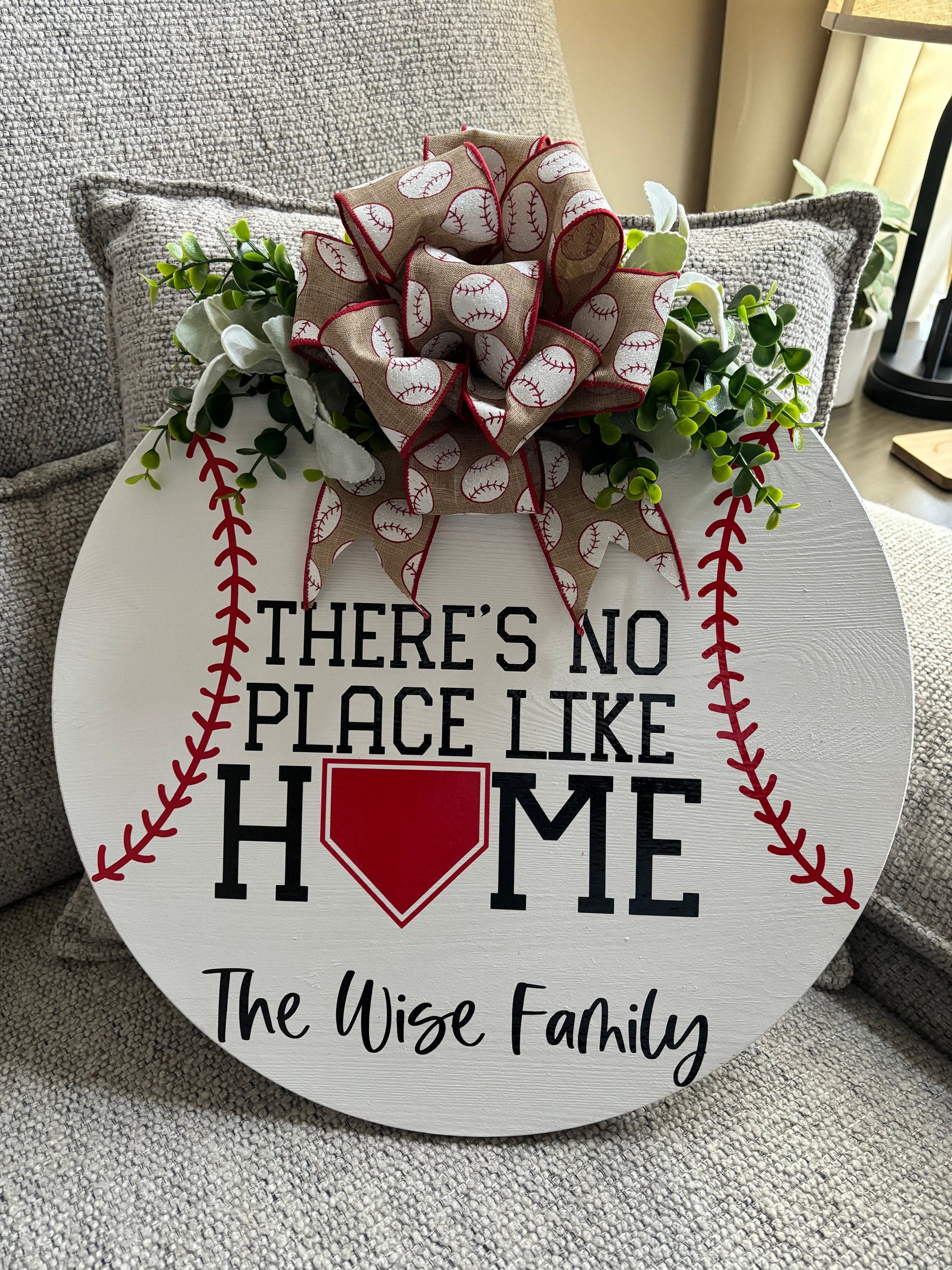 Front Door Decor Welcome Baseball Baseball Home Base Door Hanger Front Door Hanger Sign Front Door Sign Welcome Etsy