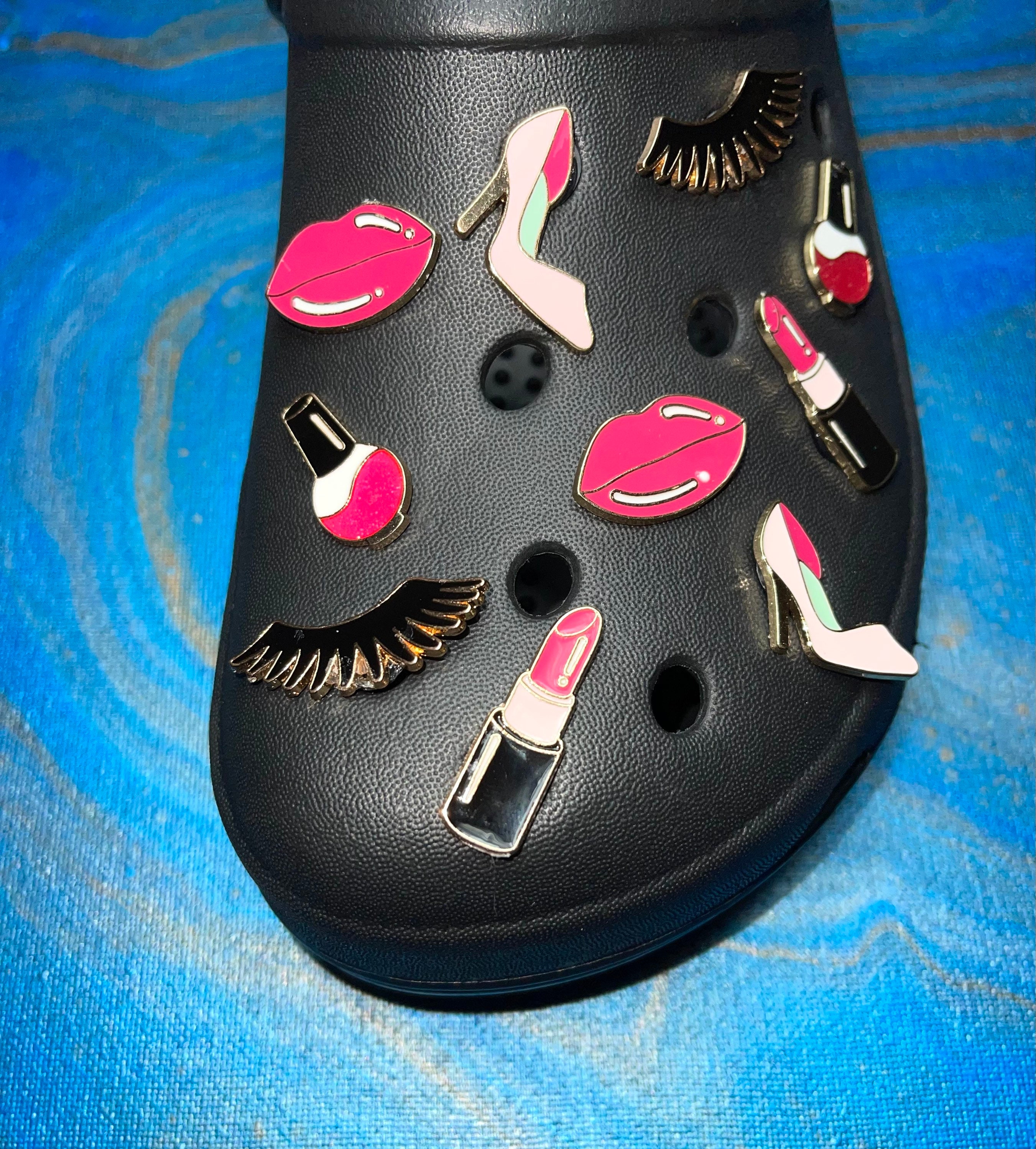 Lipstick and Eyelash Shoe Charms Etsy