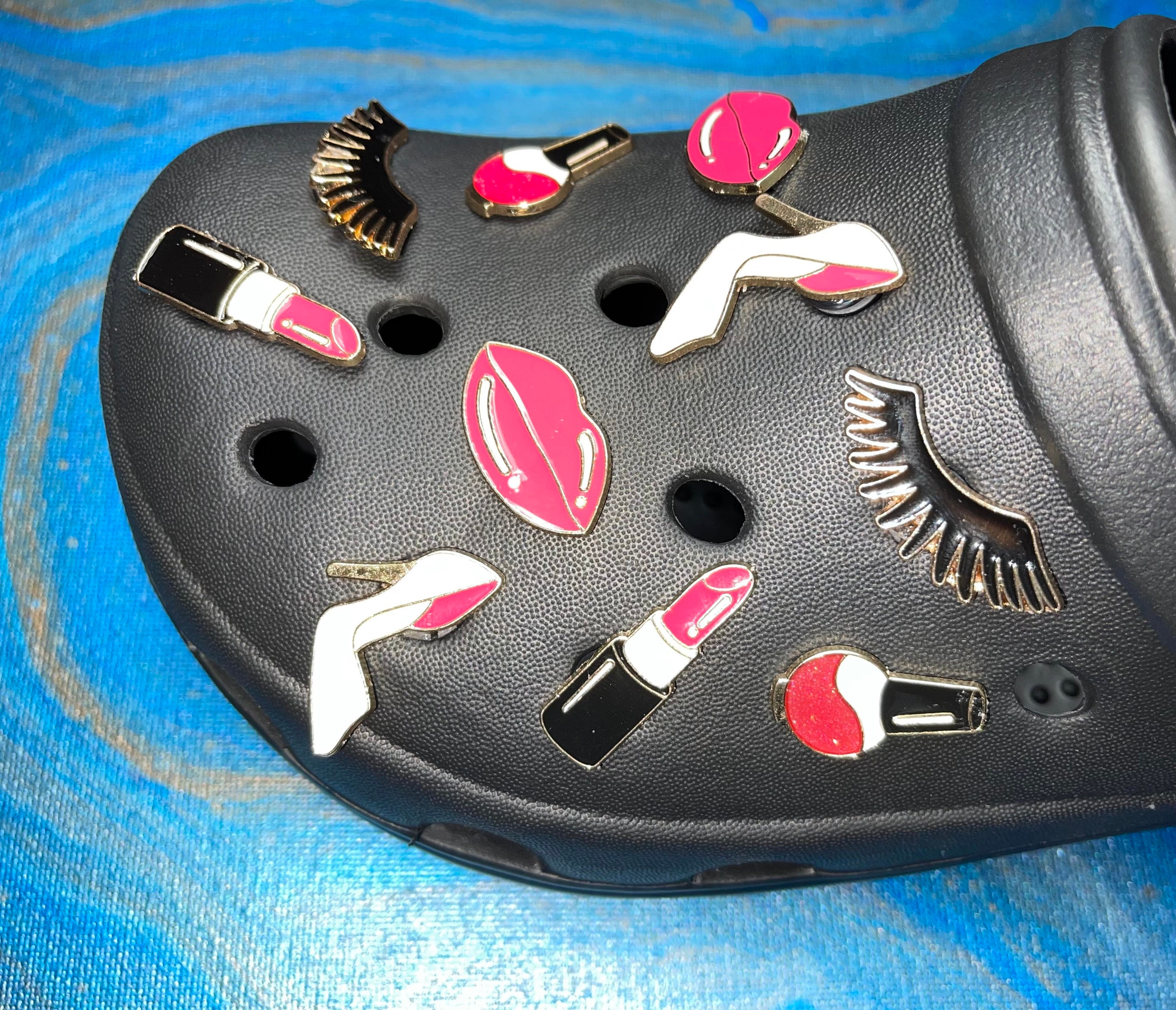 Lipstick and Eyelash Shoe Charms Etsy