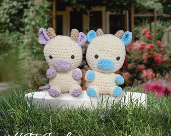 Soft plushie homemade crochet cow Easter toy Teddy