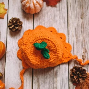 CROCHET PATTERN Halloween Pumpkin Bonnet Hat crochet pattern, PDF file only