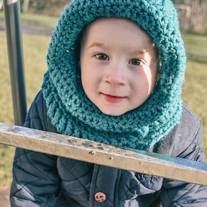 Hooded cowl | Winter hat | Warm and chunky hat and scarf | Unisex hooded snood | Crochet cowl for toddlers to young child|