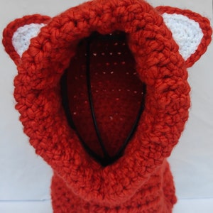Hooded cowl fox | Winter hat | Warm and chunky hat and scarf | Unisex hooded snood | Crochet cowl for toddlers to young child|